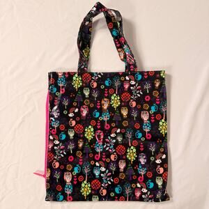 Paperchase Colorful Owl Print Tote Bag, Black and Pink, 13 × 14 in